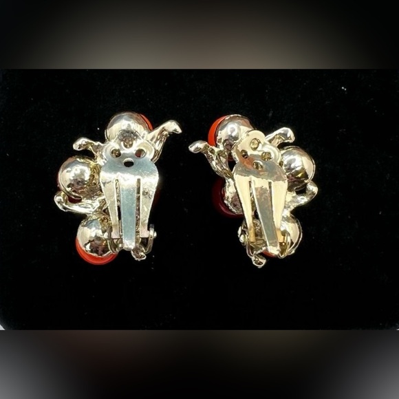 ❤️ NEW Lucite Red and Orange Clip-On Earrings. Stunning! - Picture 5 of 6